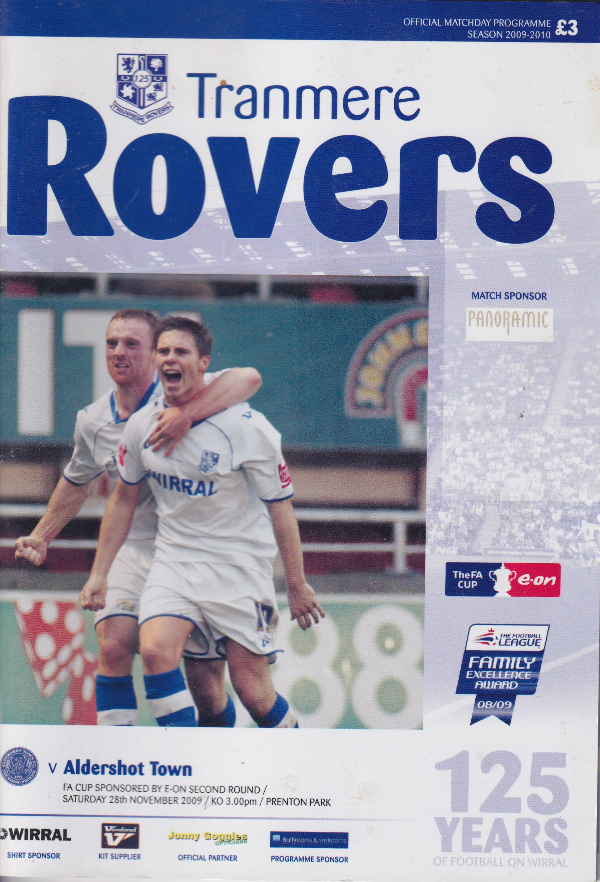 Tranmere Rovers v Aldershot match programme
